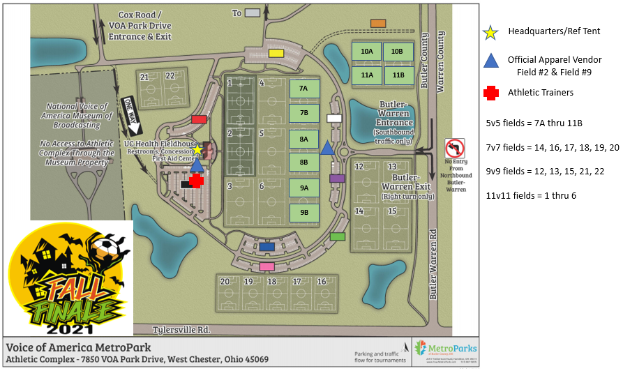 Warren Park Field Map Field Directions